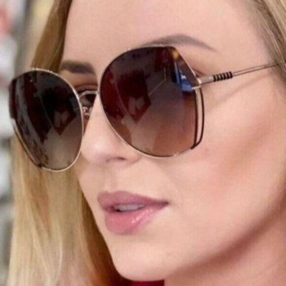 Carolina Herrera Accessories - Carolina Herrera Sunglasses  SHE162 Oversized Geometric Gold Burgundy Metallic